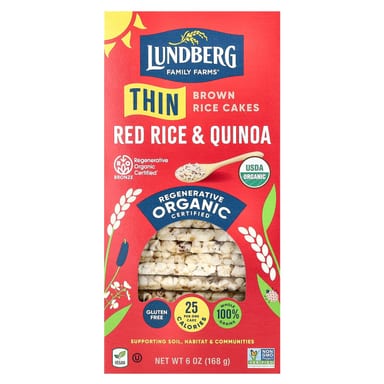 Рис Lundberg Organic Thin Brown Cakes Red & Quinoa, 168 г