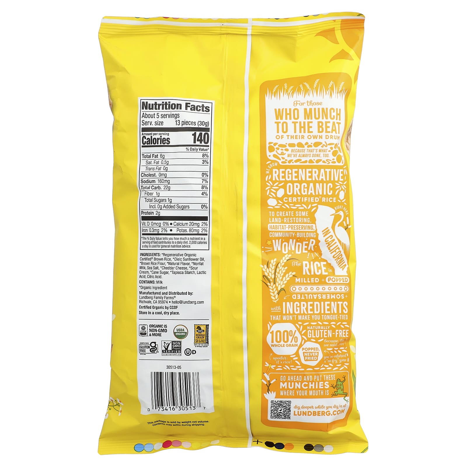 Рис Lundberg Organic Cake Minis White Cheddar, 142 г — фото 2