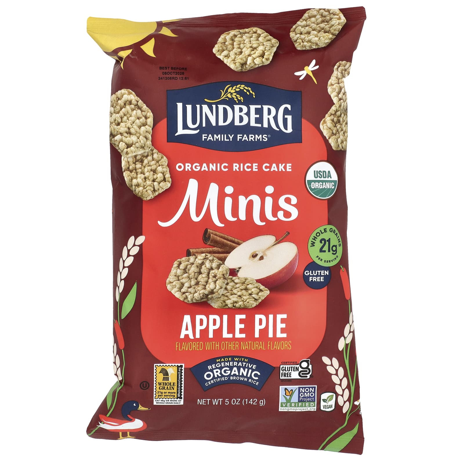 Рис Lundberg Organic Cake Minis, вкус Apple Pie, 142 г