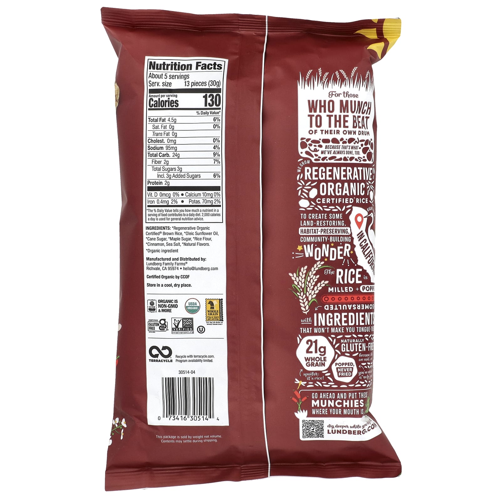 Рис Lundberg Organic Cake Minis, вкус Apple Pie, 142 г — фото 2