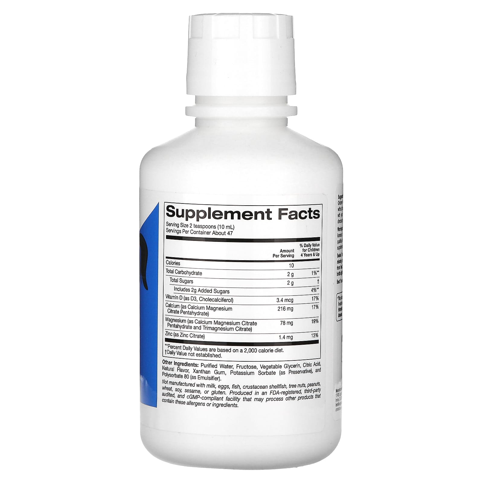 Детский California Gold Nutrition Liquid Calcium with Magnesium Vitamin D and Zinc, 473 мл, жидкая форма — фото 2
