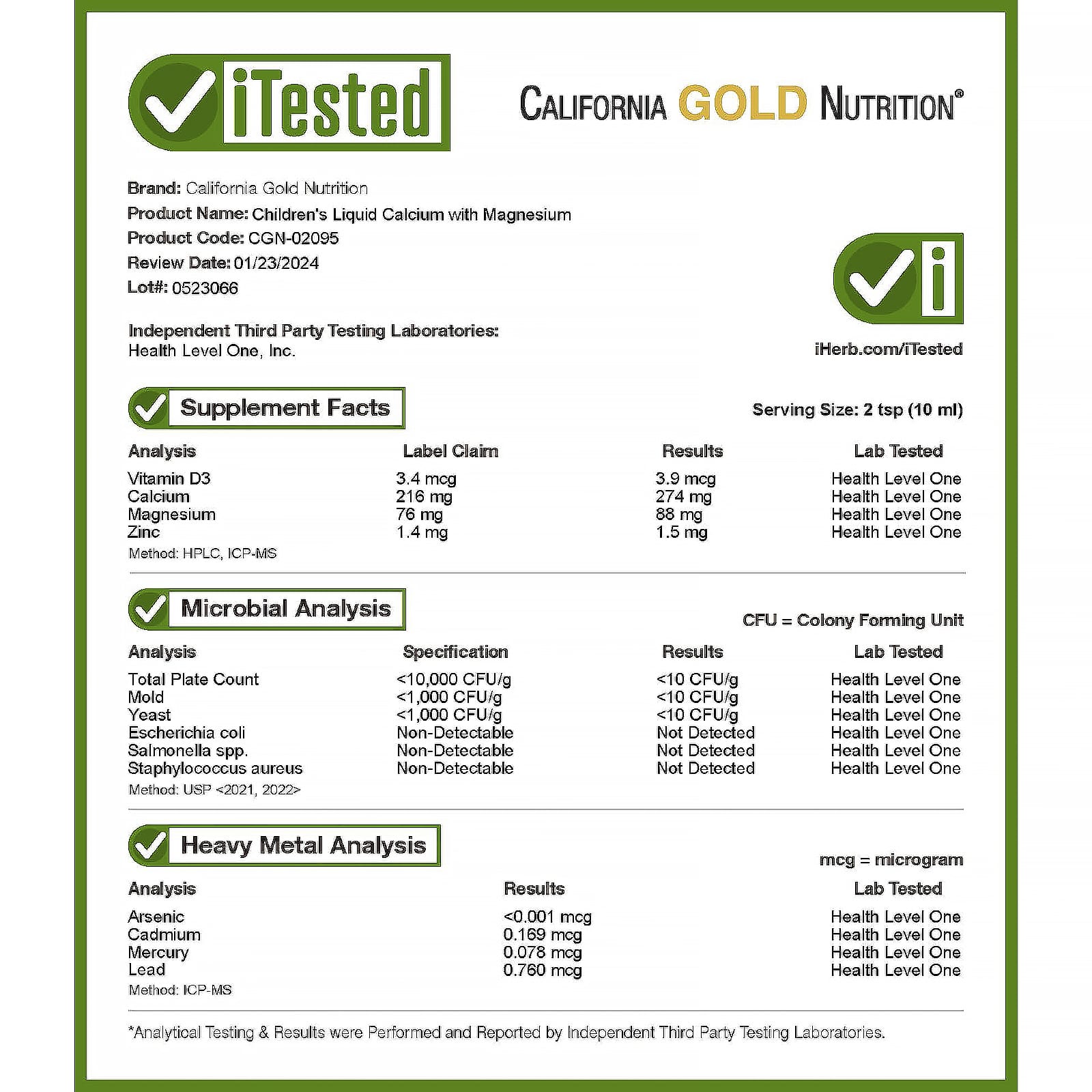 Детский California Gold Nutrition Liquid Calcium with Magnesium Vitamin D and Zinc, 473 мл, жидкая форма — фото 3