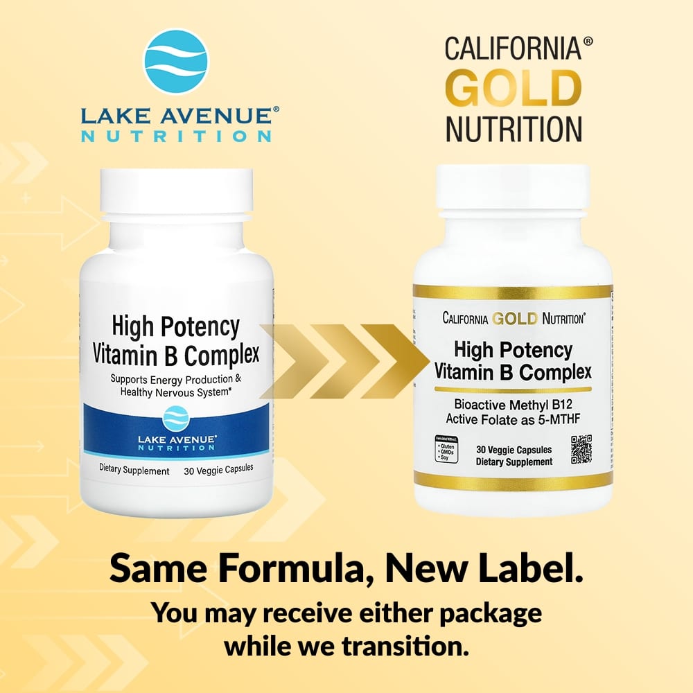 Комплекс витаминов B California Gold Nutrition High Potency with Methyl Folate & Methyl B12, 30 растительных капсул — фото 2