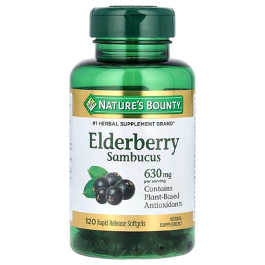 Бузина Nature's Bounty, вкус Elderberry Sambucus, 210 мг, мягкие капсулы