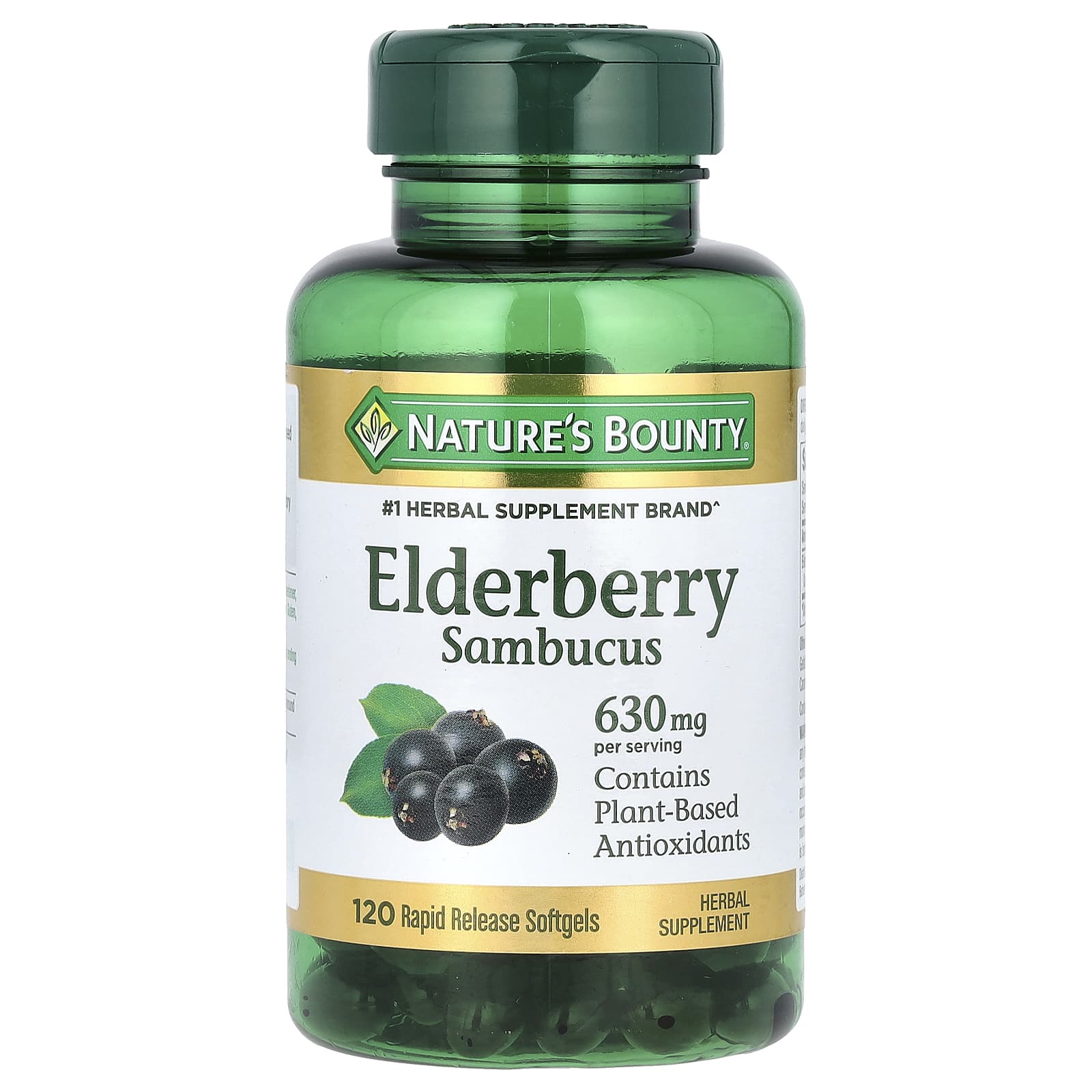 Бузина Nature's Bounty, вкус Elderberry Sambucus, 210 мг, мягкие капсулы