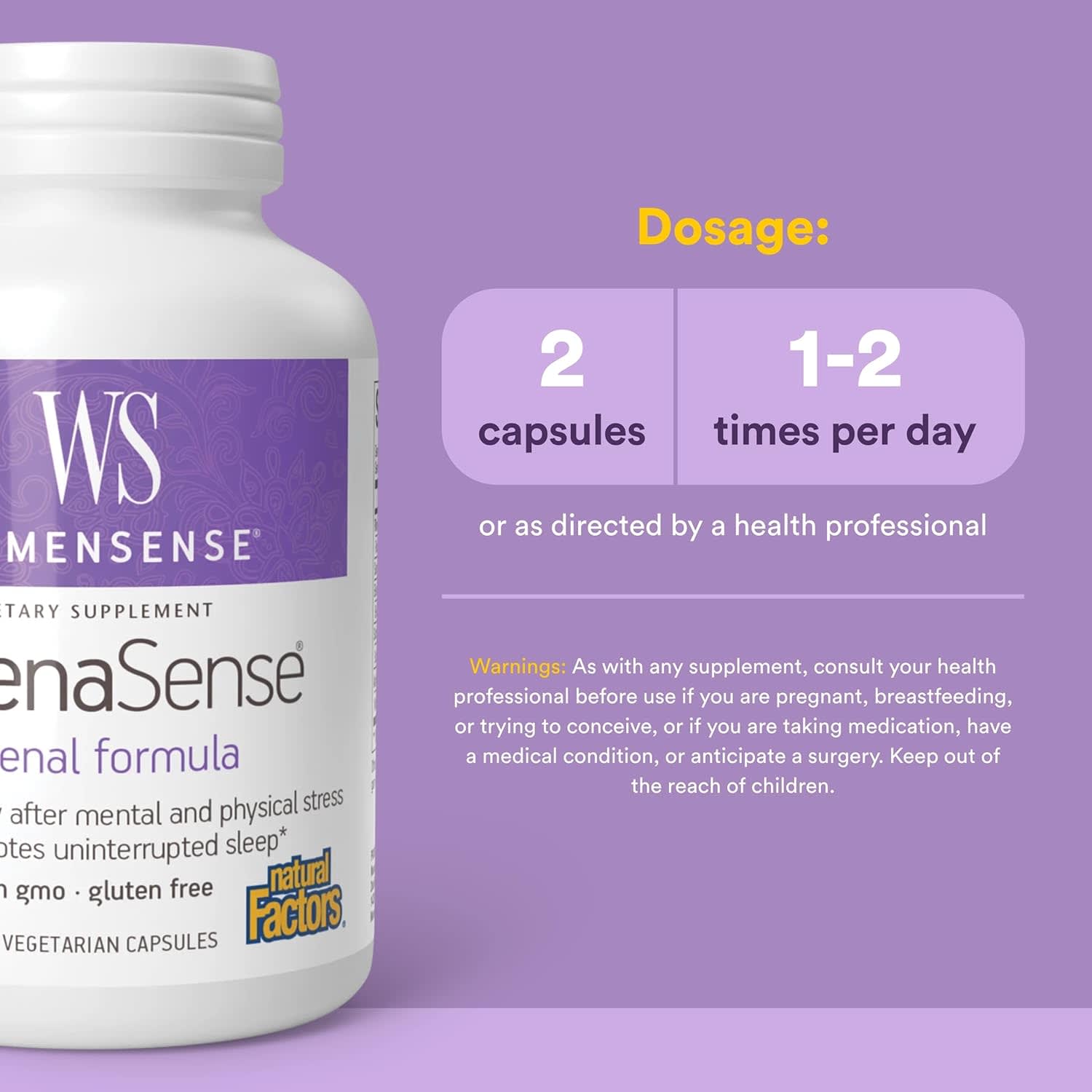 Комплекс Natural Factors WomenSense® AdrenaSense® Adrenal, 120 растительных капсул — фото 4