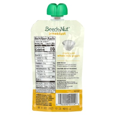 Завтрак Beech-Nut, 12 пакетов, йогурт, банан и смешанные ягоды, 99 г каждый