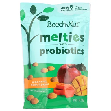 Фото товара: Пробиотик Beech-Nut Melties with 8+ Months Apple Mango & Yogurt, Carrot, 28 г