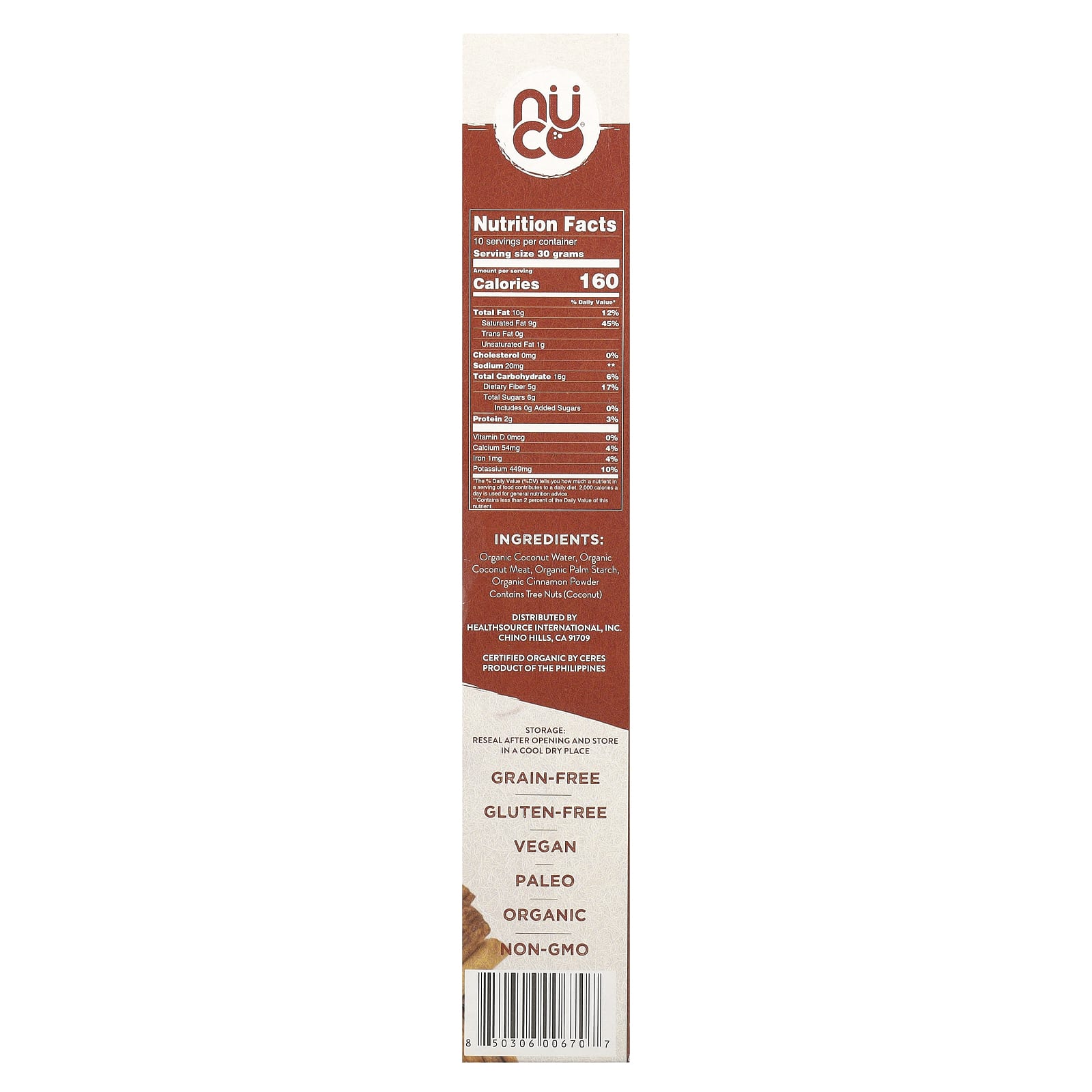 Хлопья NUCO Organic Grain-Free, вкус Cinnamon Coconut Crunch, 300 г — фото 2