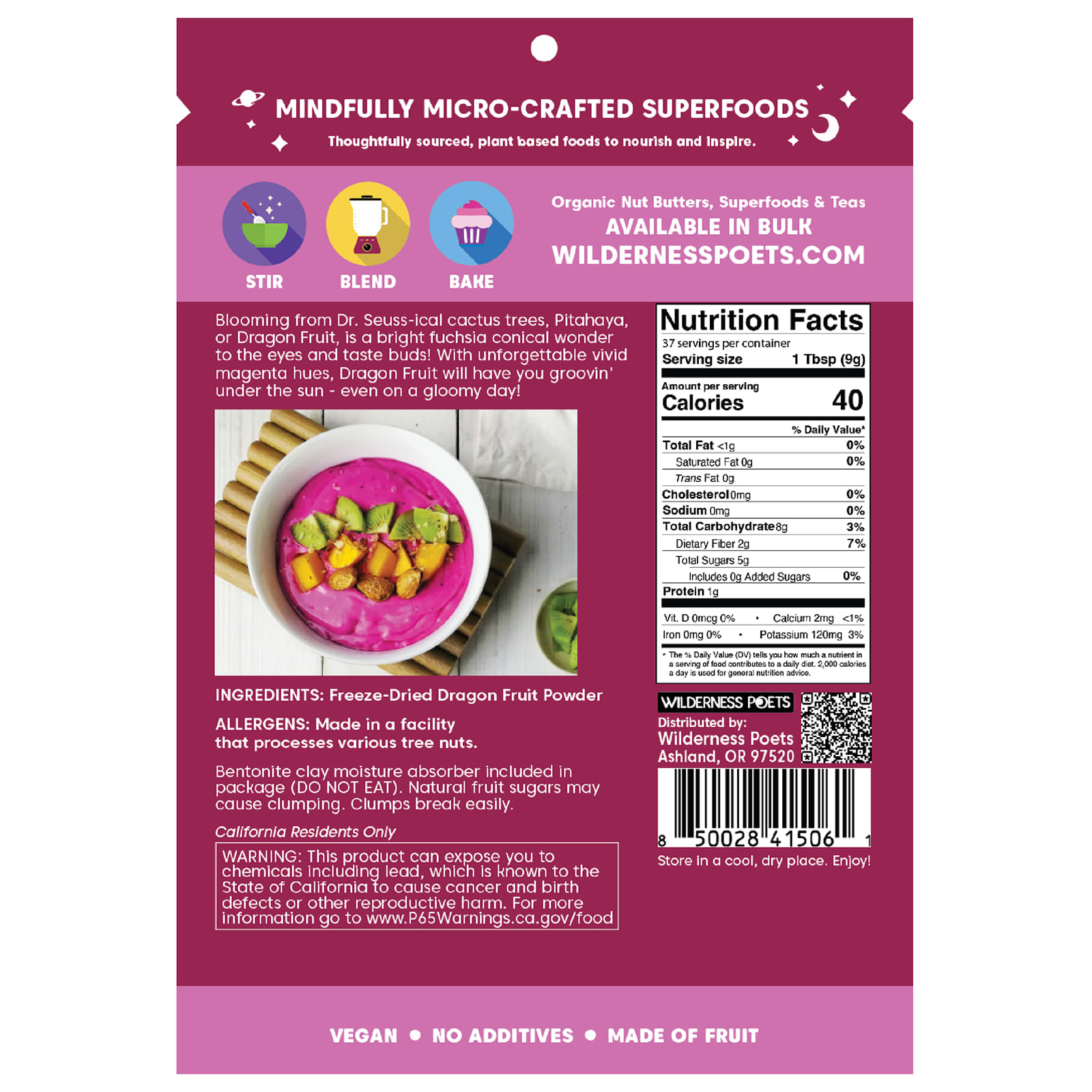Порошок Wilderness Poets Freeze Dried Dragon Fruit, 340 г — фото 2