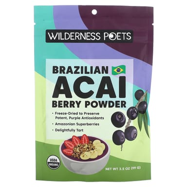 Порошок Wilderness Poets, вкус Organic Brazilian Acai Berry Powder, 99 г