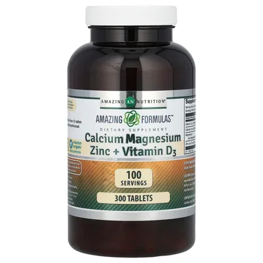 Фото товара: Витамин D3 Amazing Nutrition Amazing Formulas Calcium Magnesium Zinc, 300 таблеток
