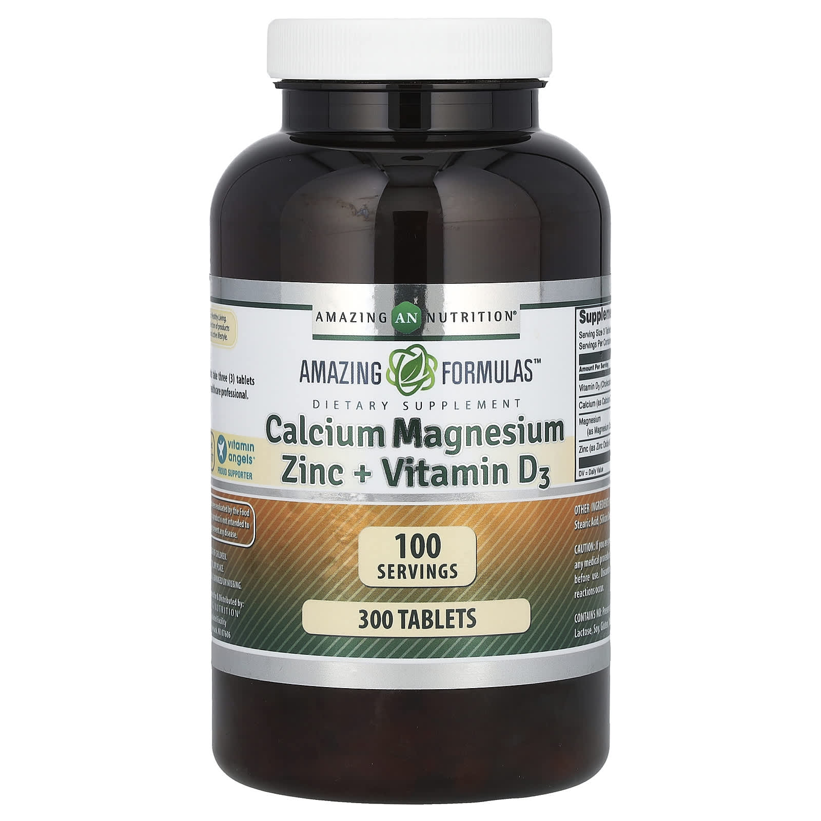 Витамин D3 Amazing Nutrition Amazing Formulas Calcium Magnesium Zinc, 300 таблеток