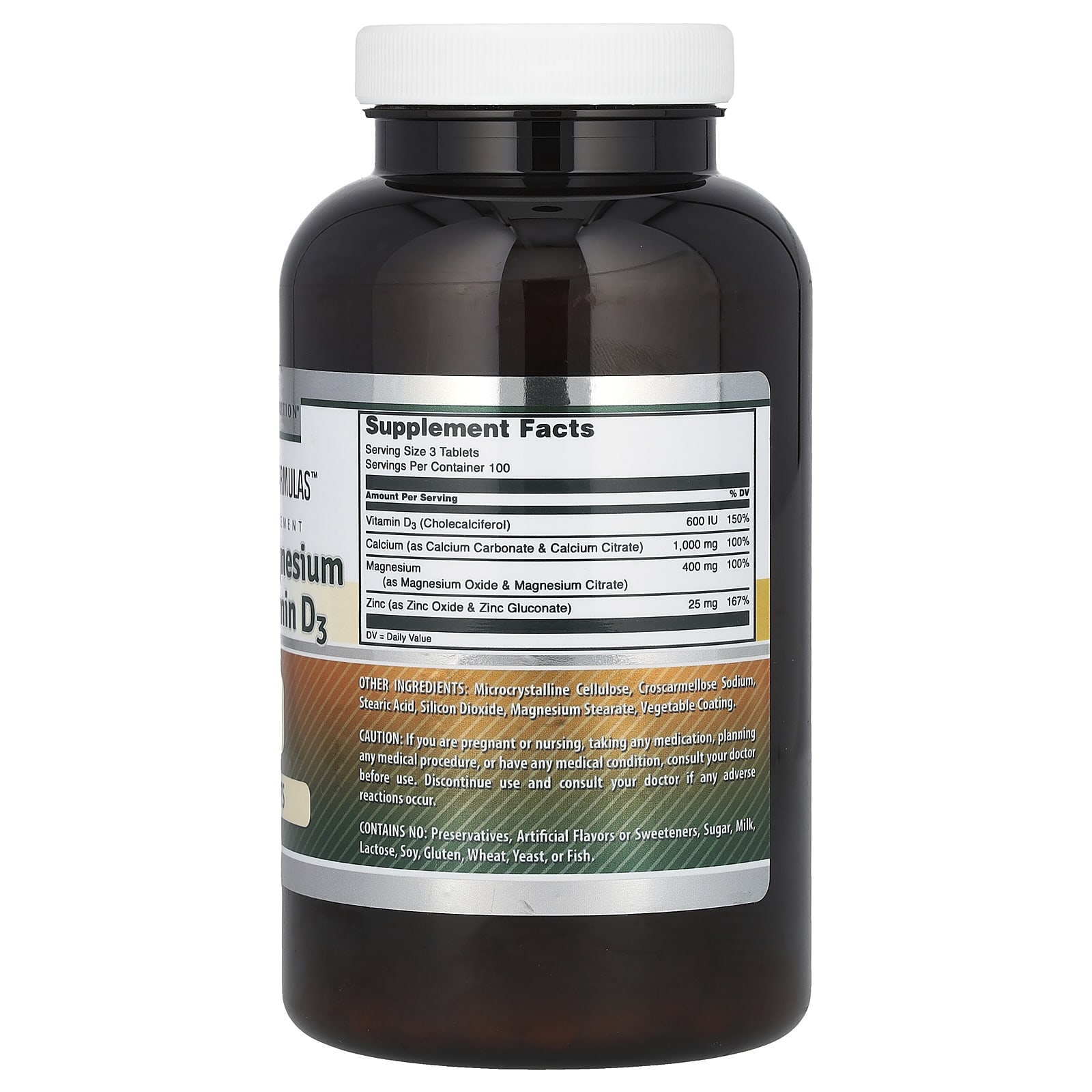 Витамин D3 Amazing Nutrition Amazing Formulas Calcium Magnesium Zinc, 300 таблеток — фото 2