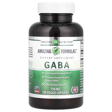 ГАМК Amazing Nutrition, 750 мг, 100 растительных капсул