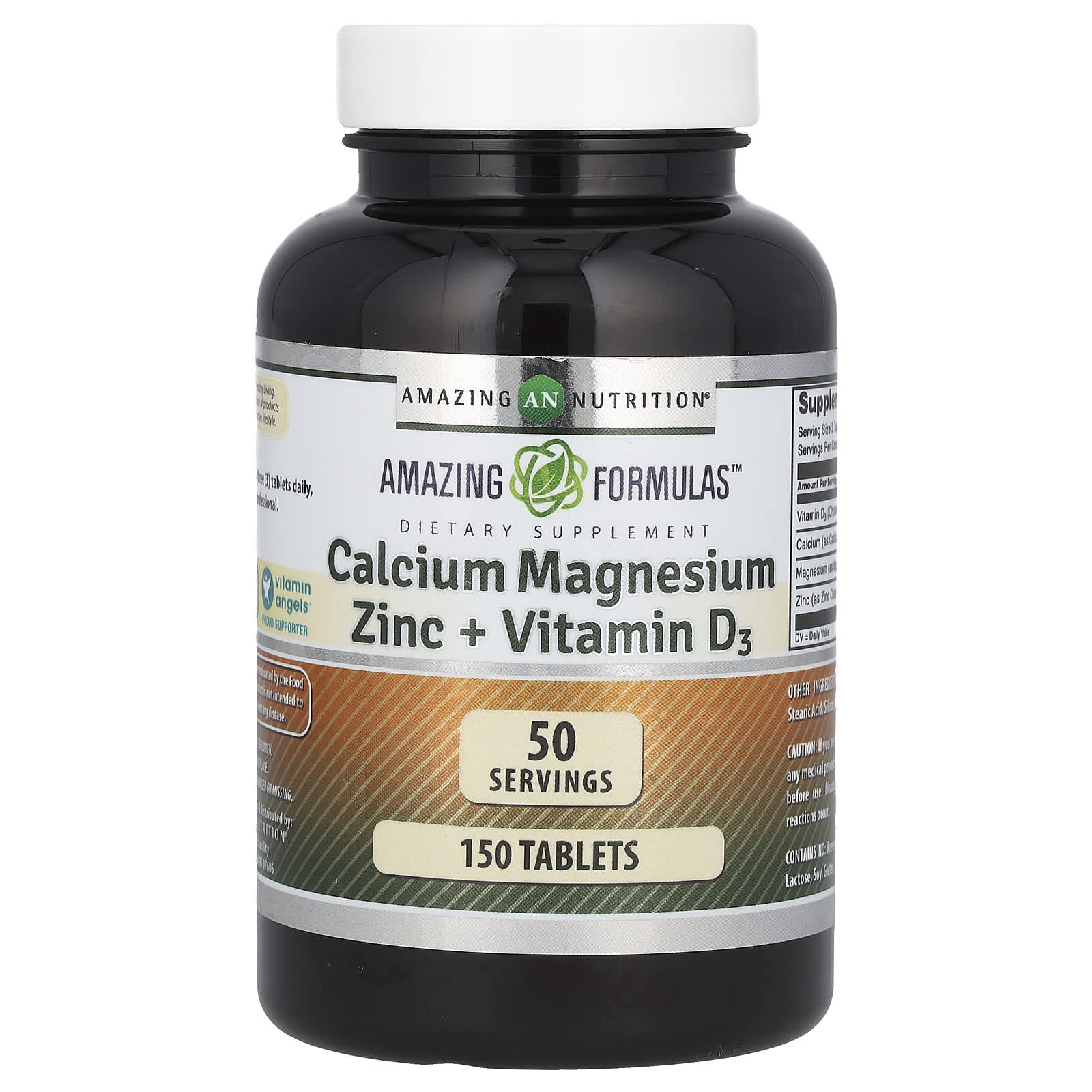 Витамин D3 Amazing Nutrition Amazing Formulas Calcium Magnesium Zinc, 150 таблеток