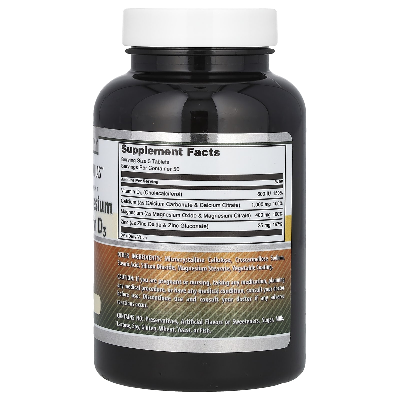 Витамин D3 Amazing Nutrition Amazing Formulas Calcium Magnesium Zinc, 150 таблеток — фото 2