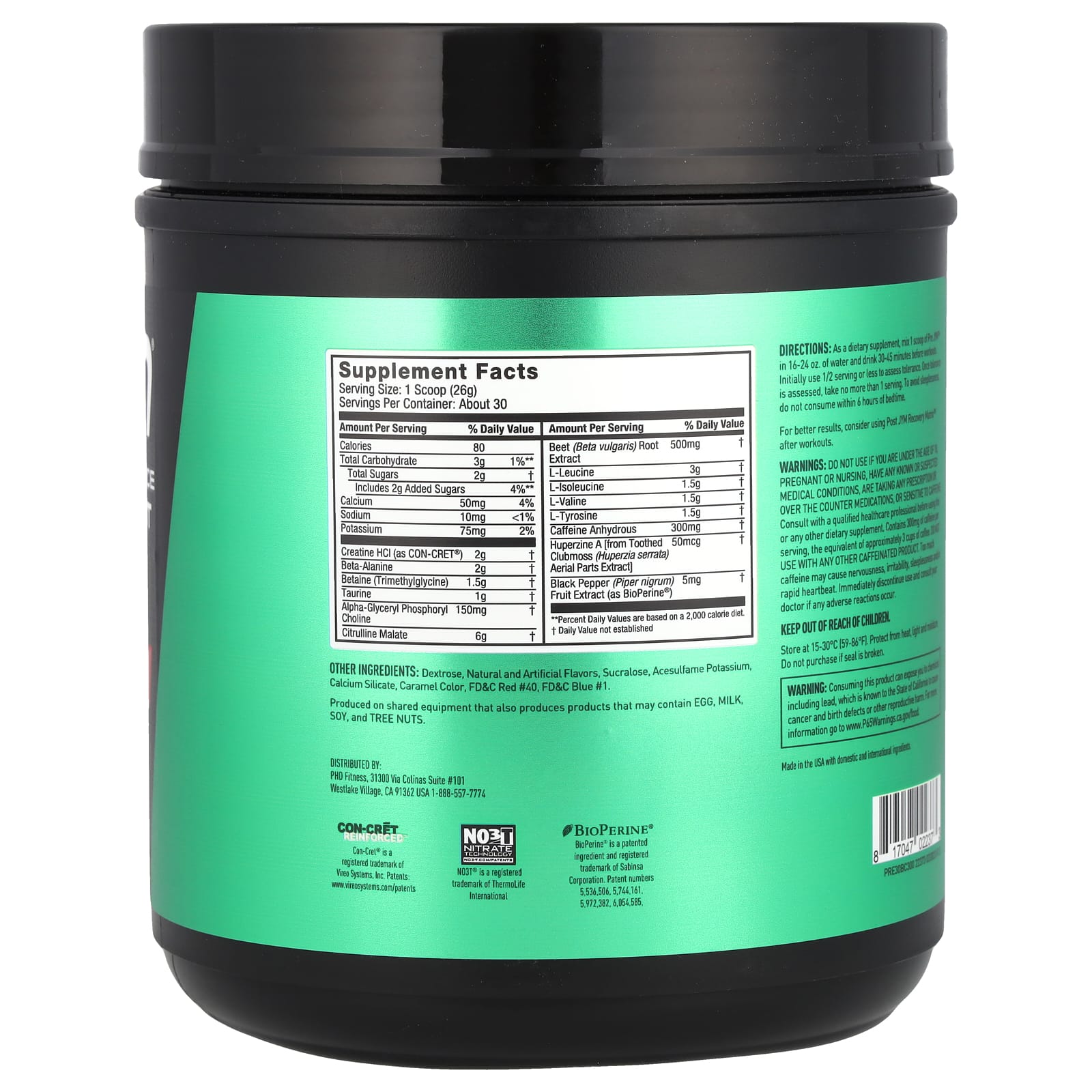 Предтренировочный комплекс JYM Supplement Science Pre JYM® High-Performance, вкус Black Cherry, 780 г — фото 2