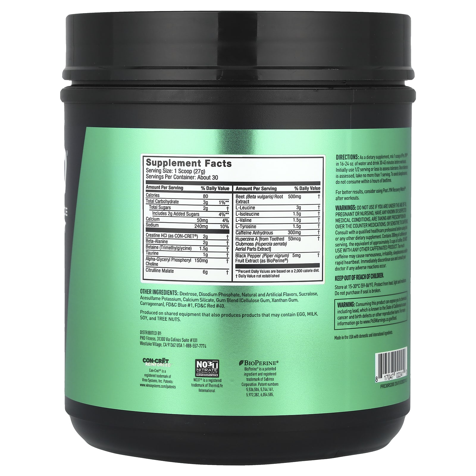 Предтренировочный комплекс JYM Supplement Science Pre JYM® High-Performance Rainbow Sherbet, 810 г — фото 2