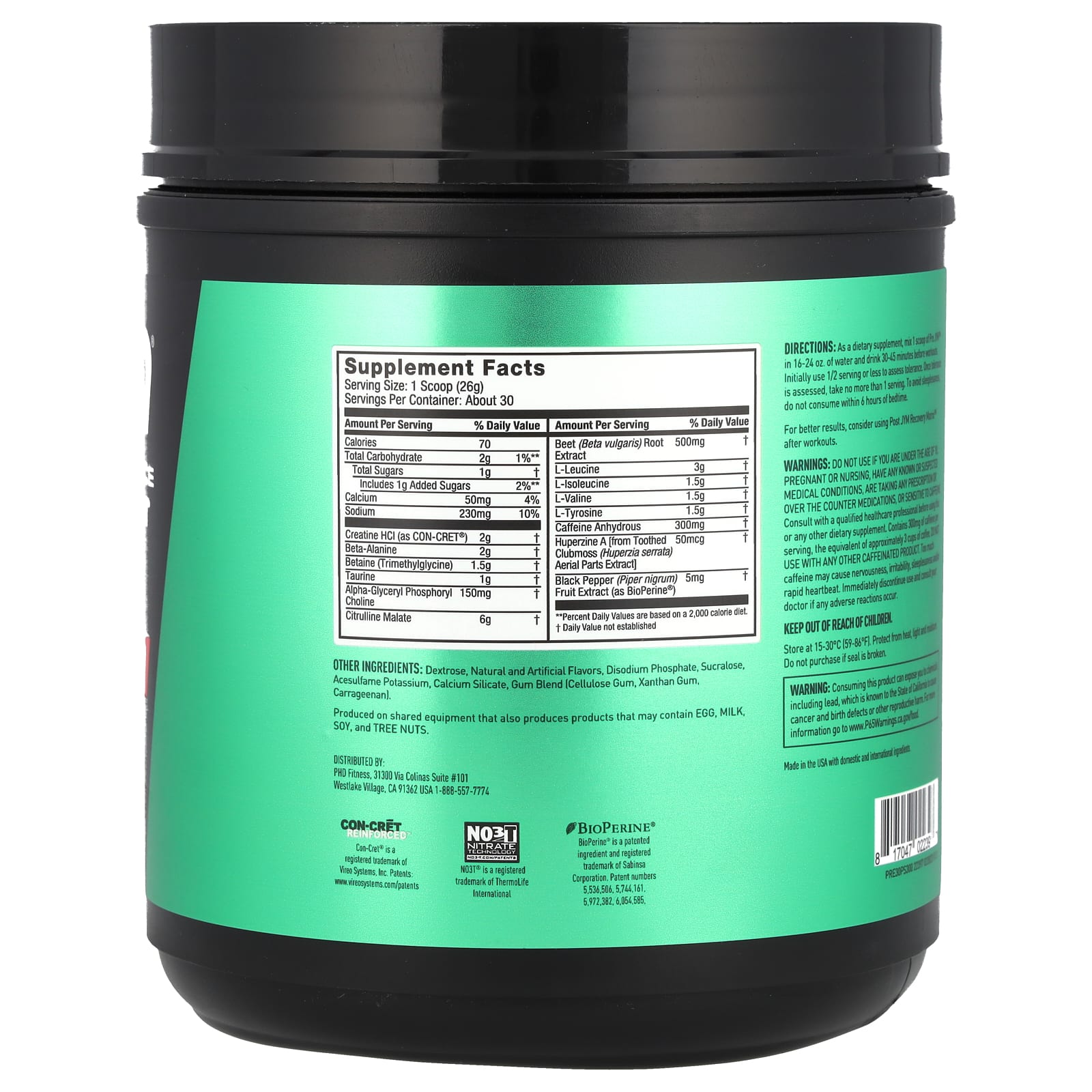 Предтренировочный комплекс JYM Supplement Science Pre JYM® High-Performance, вкус Pineapple Strawberry, 780 г — фото 2