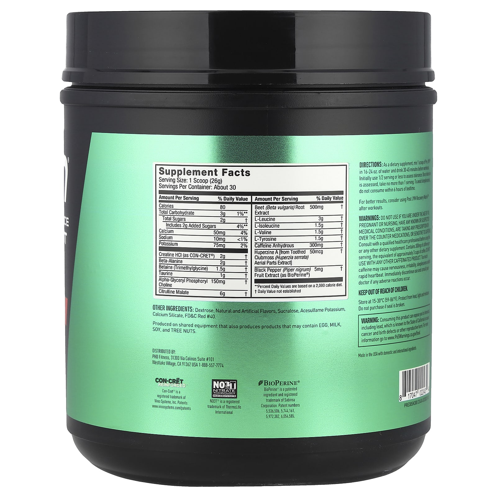 Предтренировочный комплекс JYM Supplement Science Pre JYM® High-Performance, вкус Strawberry Kiwi, 780 г — фото 2