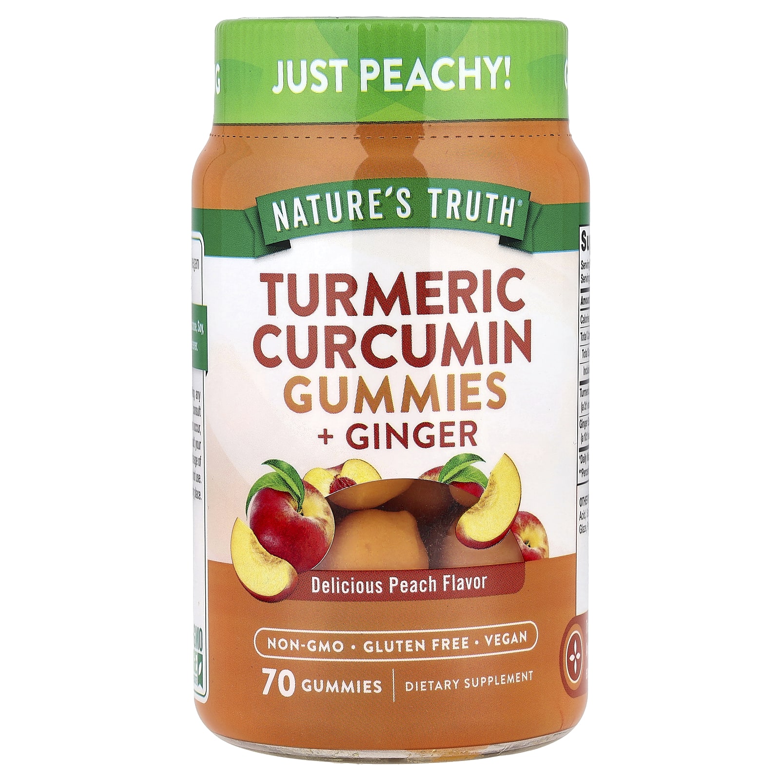 Куркумин Nature's Truth Turmeric Ginger Gummies, вкус Delicious Peach, 70 жевательных пастилок