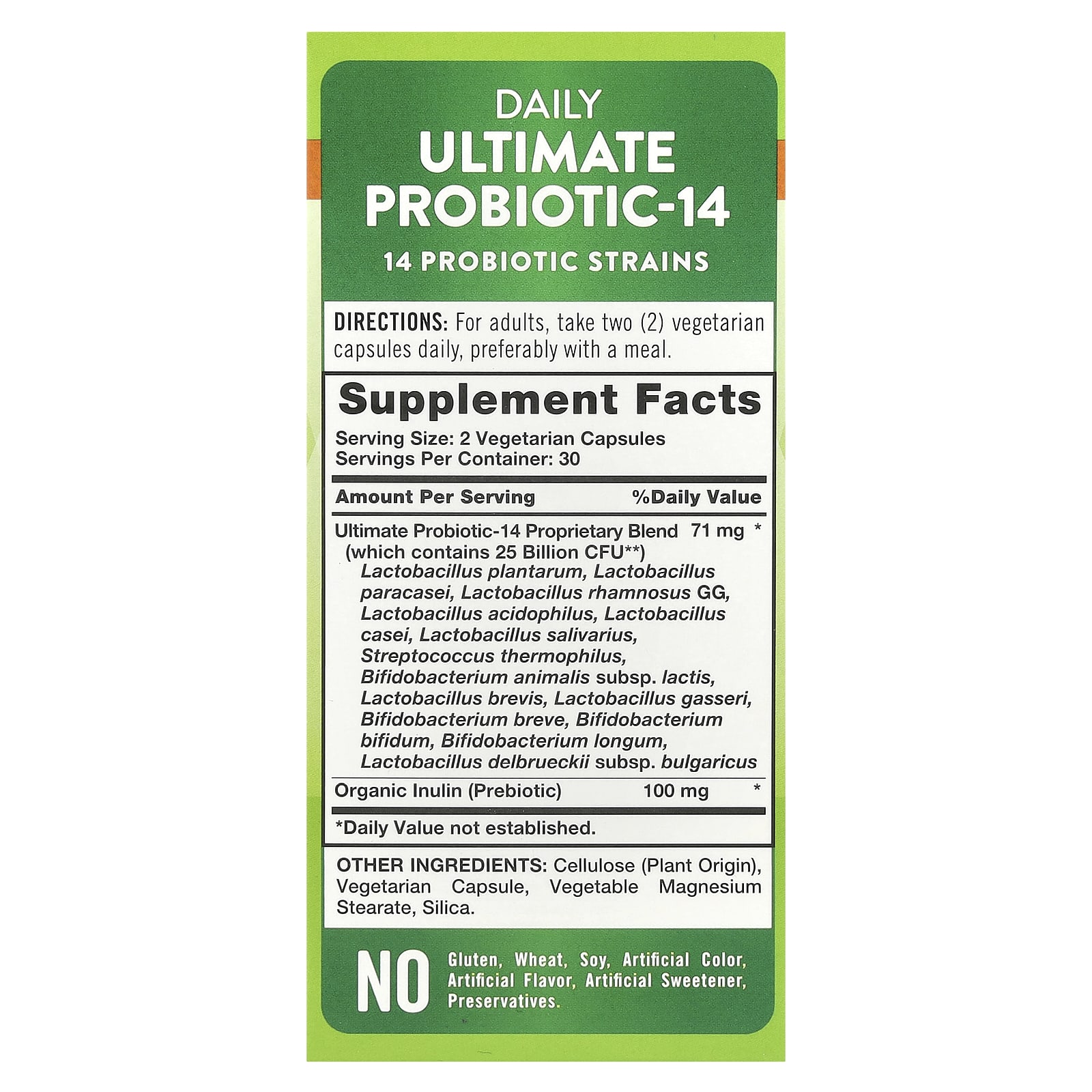 Пробиотик Nature's Truth Daily Ultimate -14, 25 млрд КОЕ, 60 растительных капсул — фото 3