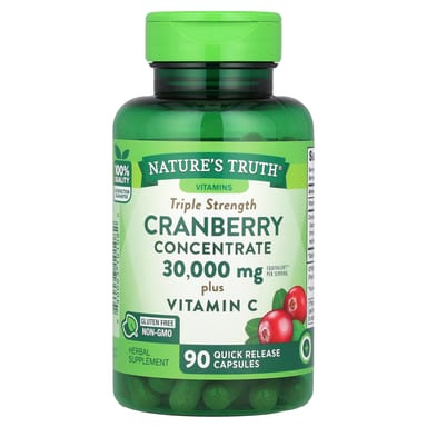 Клюква Nature's Truth Triple Strength 90 Quick Release Capsules, вкус Cranberry Concentrate Plus Vitamin C, капсулы