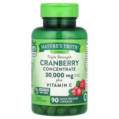 Фото товара: Клюква Nature's Truth Triple Strength 90 Quick Release Capsules, Cranberry Concentrate Plus Vitamin C, капсулы
