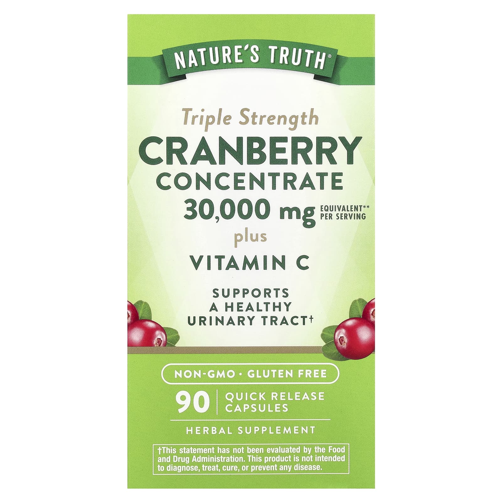 Клюква Nature's Truth Triple Strength 90 Quick Release Capsules, вкус Cranberry Concentrate Plus Vitamin C, капсулы — фото 2