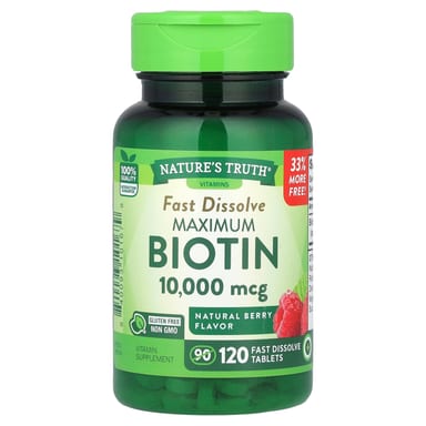 Биотин Nature's Truth Maximum 120 Fast Dissolve Tablets, вкус Natural Berry, 10000 мкг, таблетки