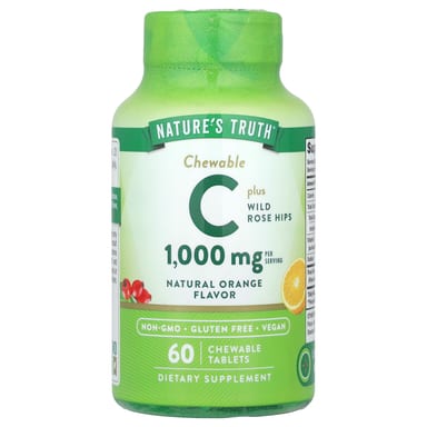 Витамин C Nature's Truth Plus Wild Rose Hips, вкус Natural Orange, 60 жевательных таблеток