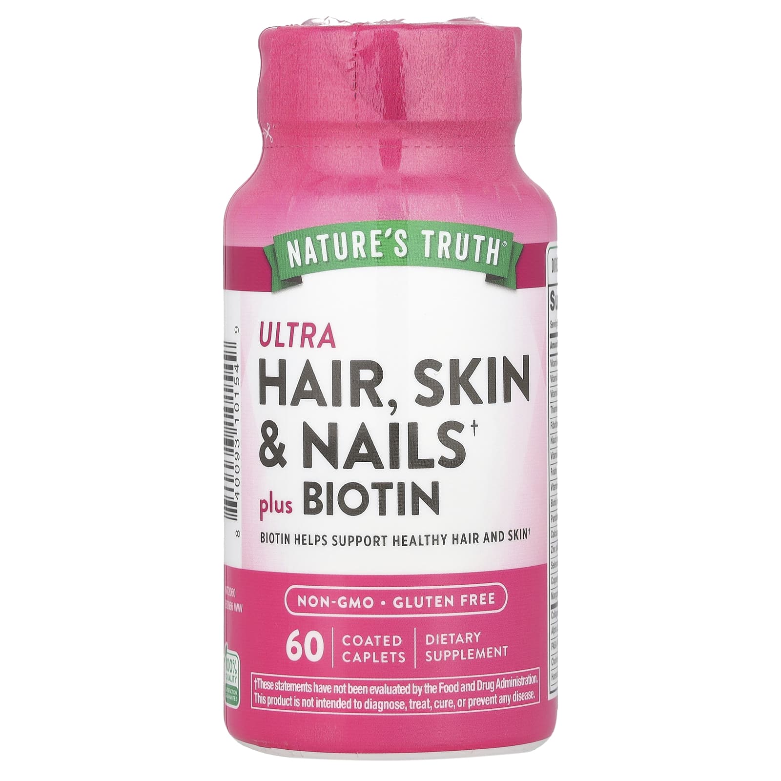 Биотин Nature's Truth Ultra Hair Skin & Nails Plus, оттенок 60 Coated Caplets