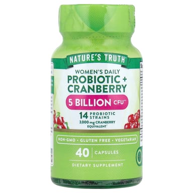 Клюква Nature's Truth, вкус Women's Daily Probiotic Cranberry, 40 капсул