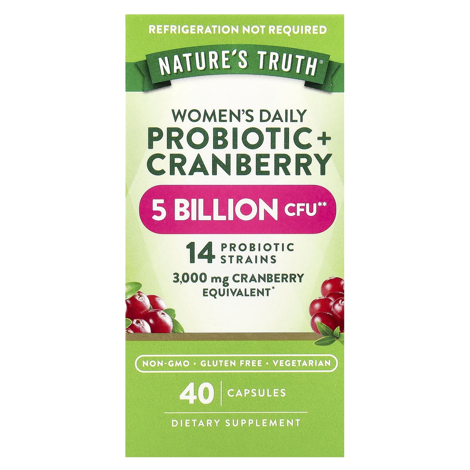Клюква Nature's Truth, вкус Women's Daily Probiotic Cranberry, 40 капсул — фото 2