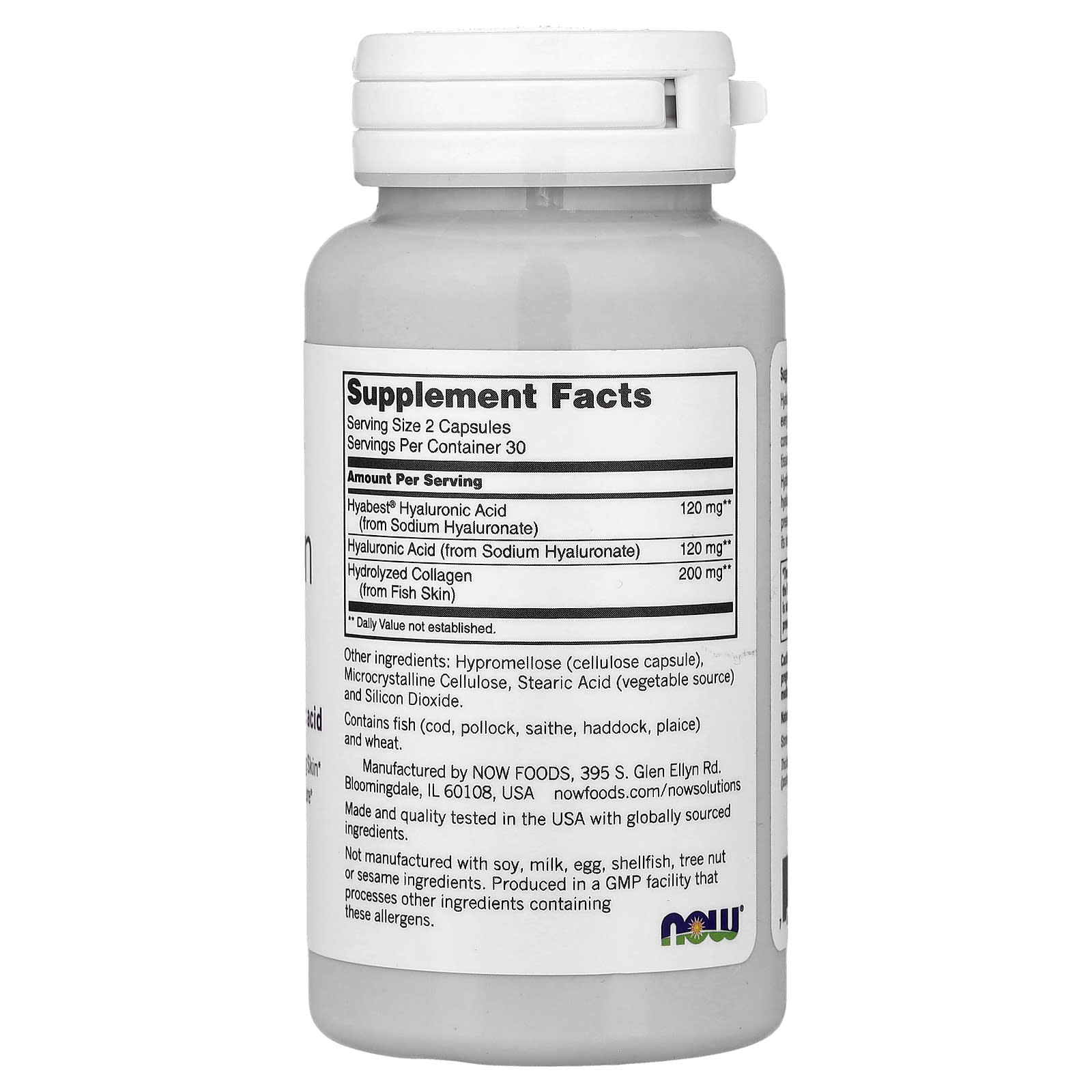 Гиалуроновая кислота NOW Foods Solutions Hydration Rescue with Hyabest®, 60 капсул — фото 2
