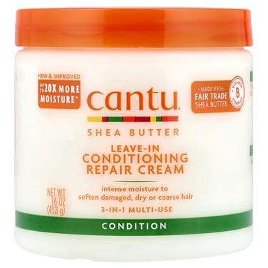 Несмываемое средство Cantu Shea Butter Leave-In Conditioning Repair Cream For Curls Coils & Waves, 453 г, крем
