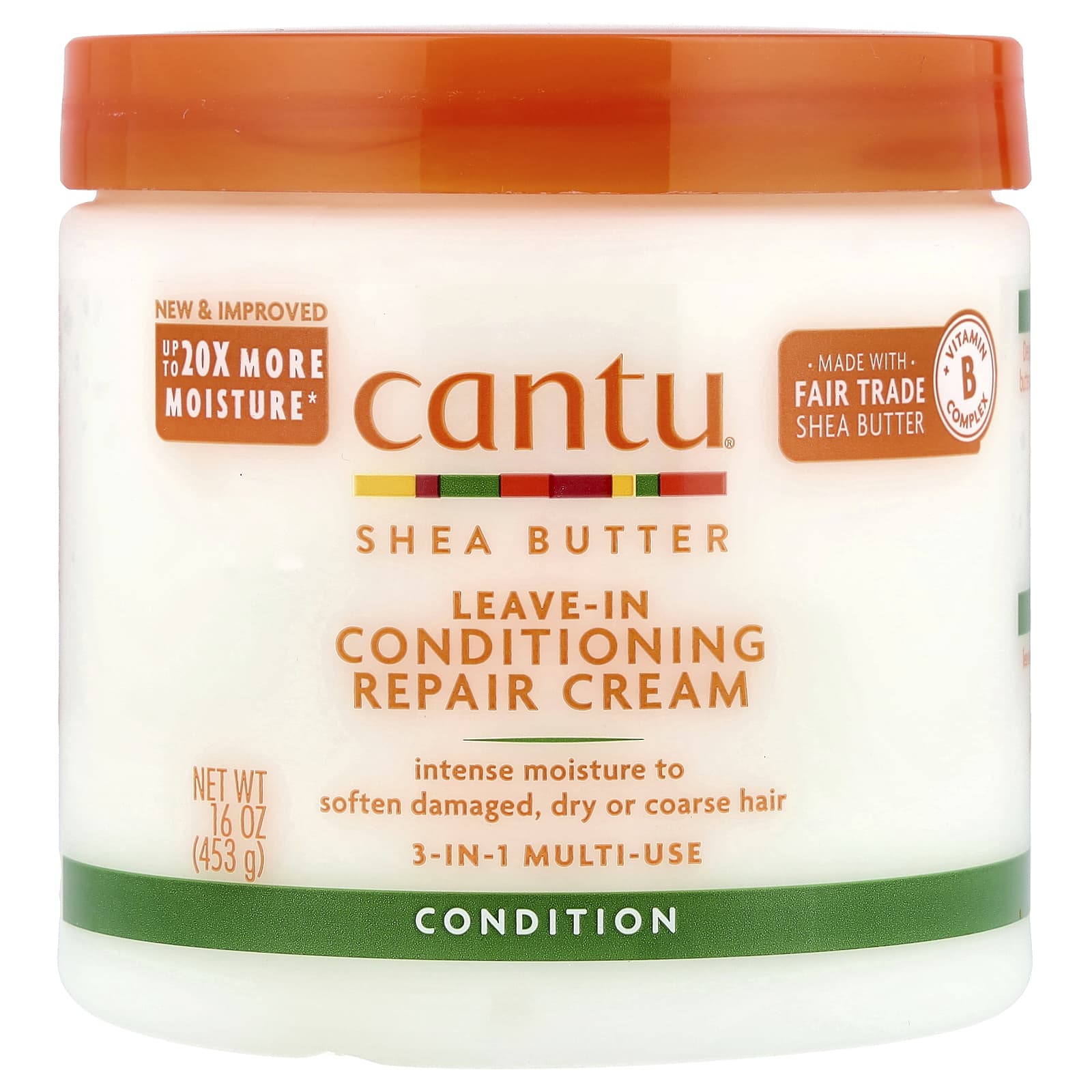 Несмываемое средство Cantu Shea Butter Leave-In Conditioning Repair Cream For Curls Coils & Waves, 453 г, крем