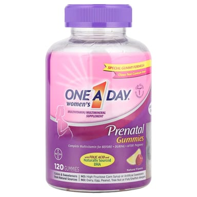 Фолиевая кислота One-A-Day Women's Prenatal Gummies with and DHA, 120 жевательных пастилок