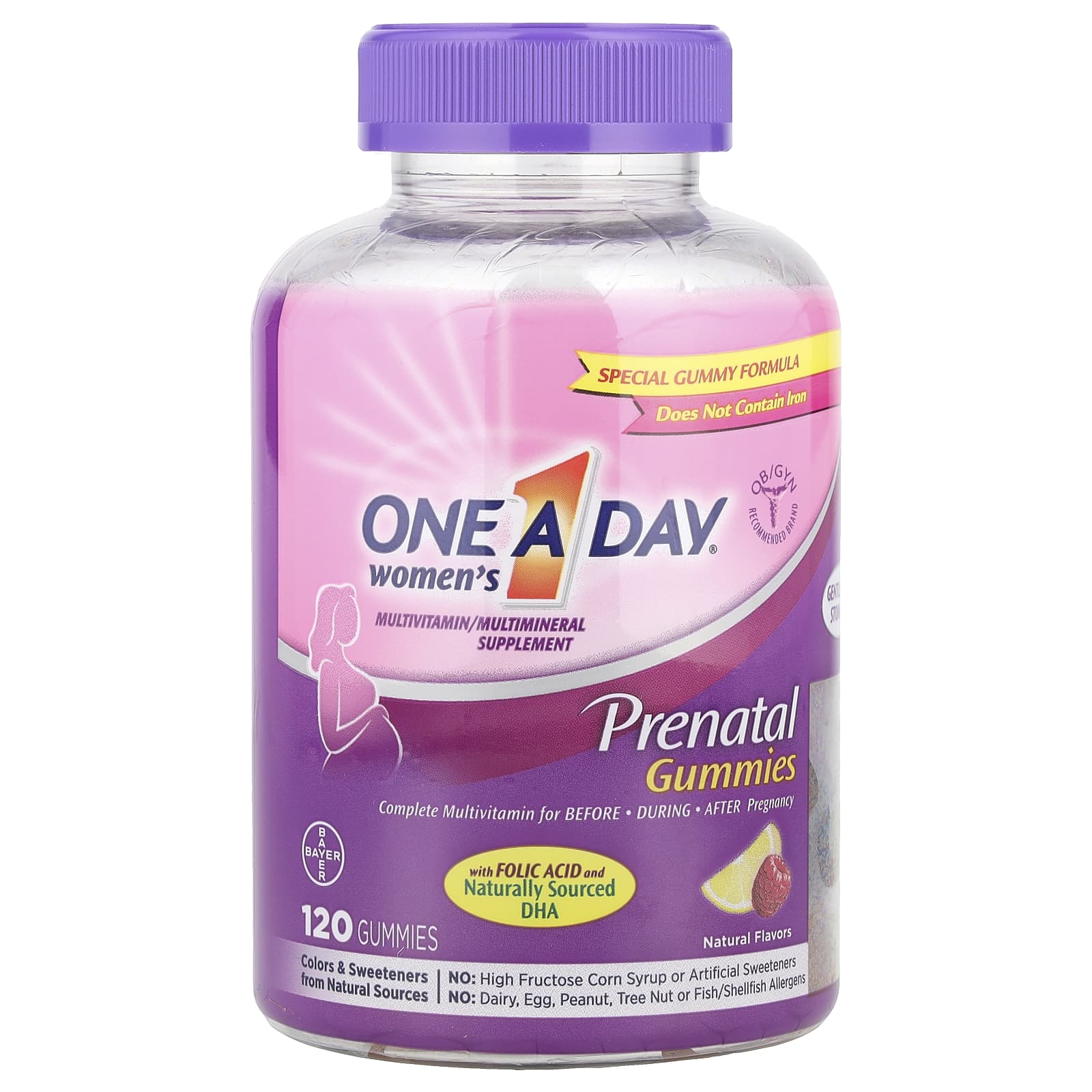 Фолиевая кислота One-A-Day Women's Prenatal Gummies with and DHA, 120 жевательных пастилок
