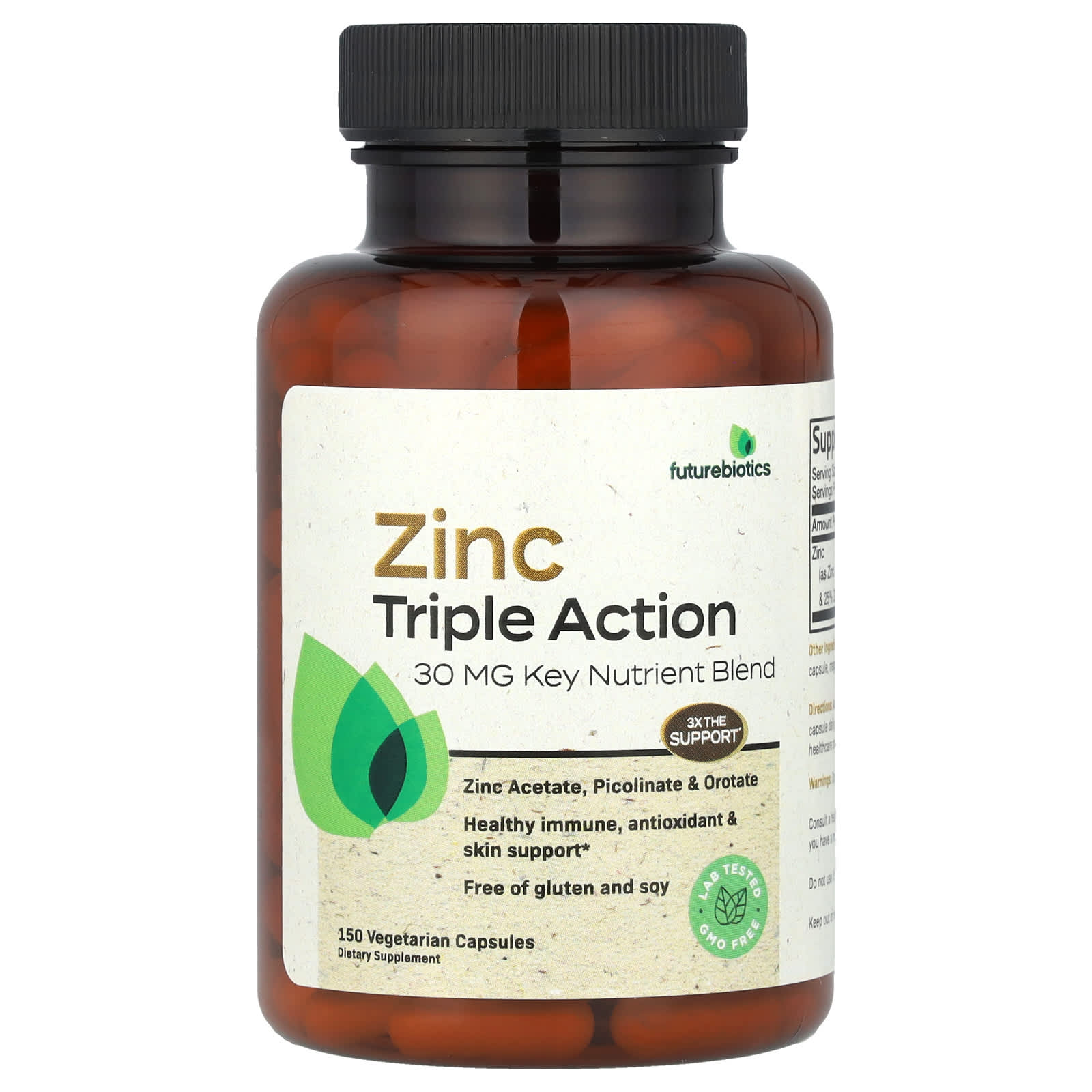 Цинк Futurebiotics Triple Action, 30 мг, 150 растительных капсул