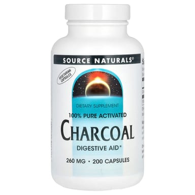 Активированный уголь Source Naturals 100% Pure, 260 мг, 200 капсул