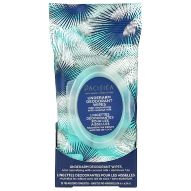 Дезодорант Pacifica Underarm Wipes with Coconut Milk, 30 влажных салфеток, салфетки