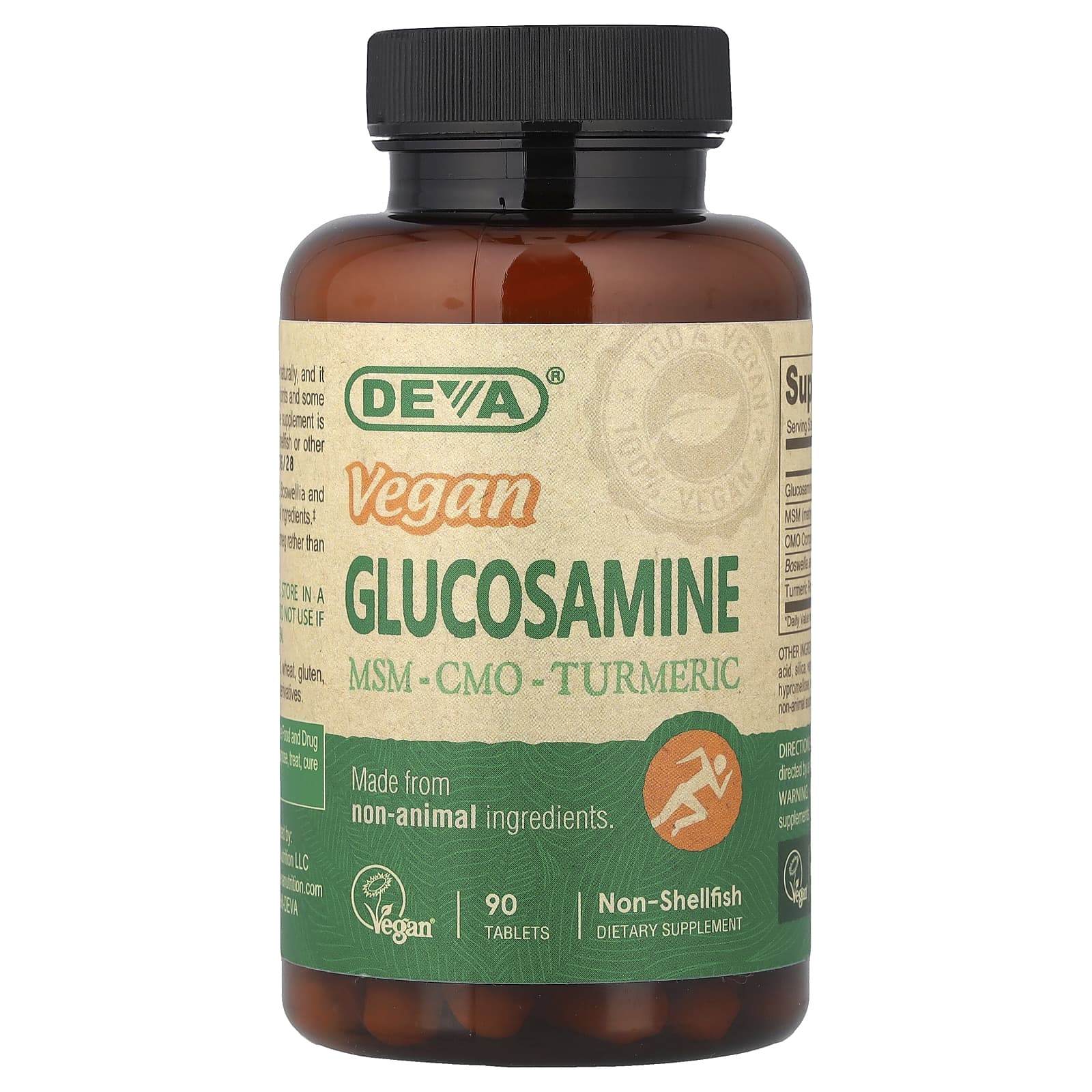Глюкозамин Deva Vegan MSM CMO, оттенок Turmeric, 90 таблеток