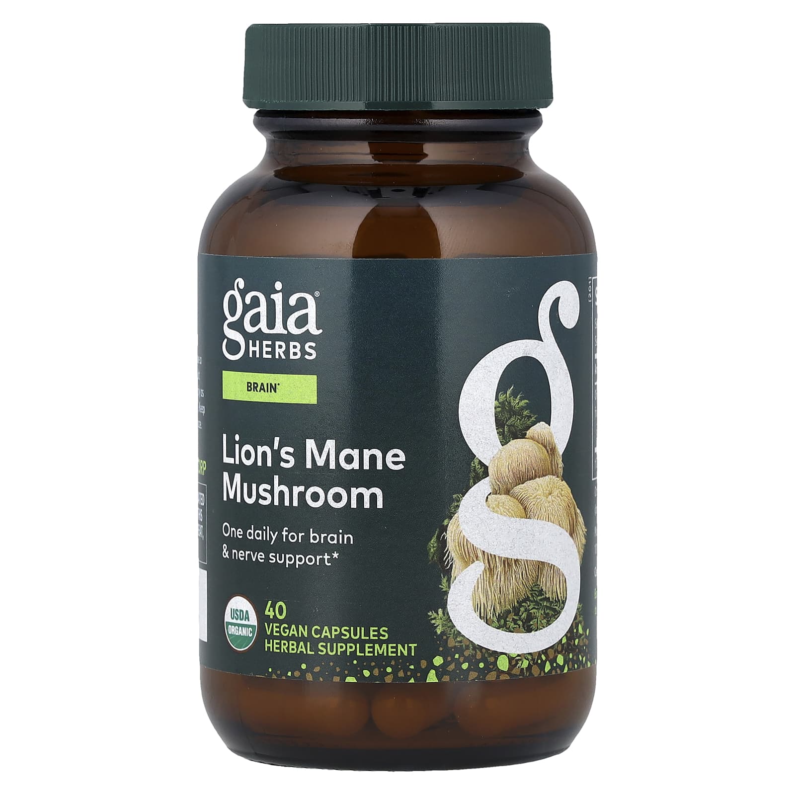 Ежовик гребенчатый Gaia Herbs Mushroom, 40 растительных капсул