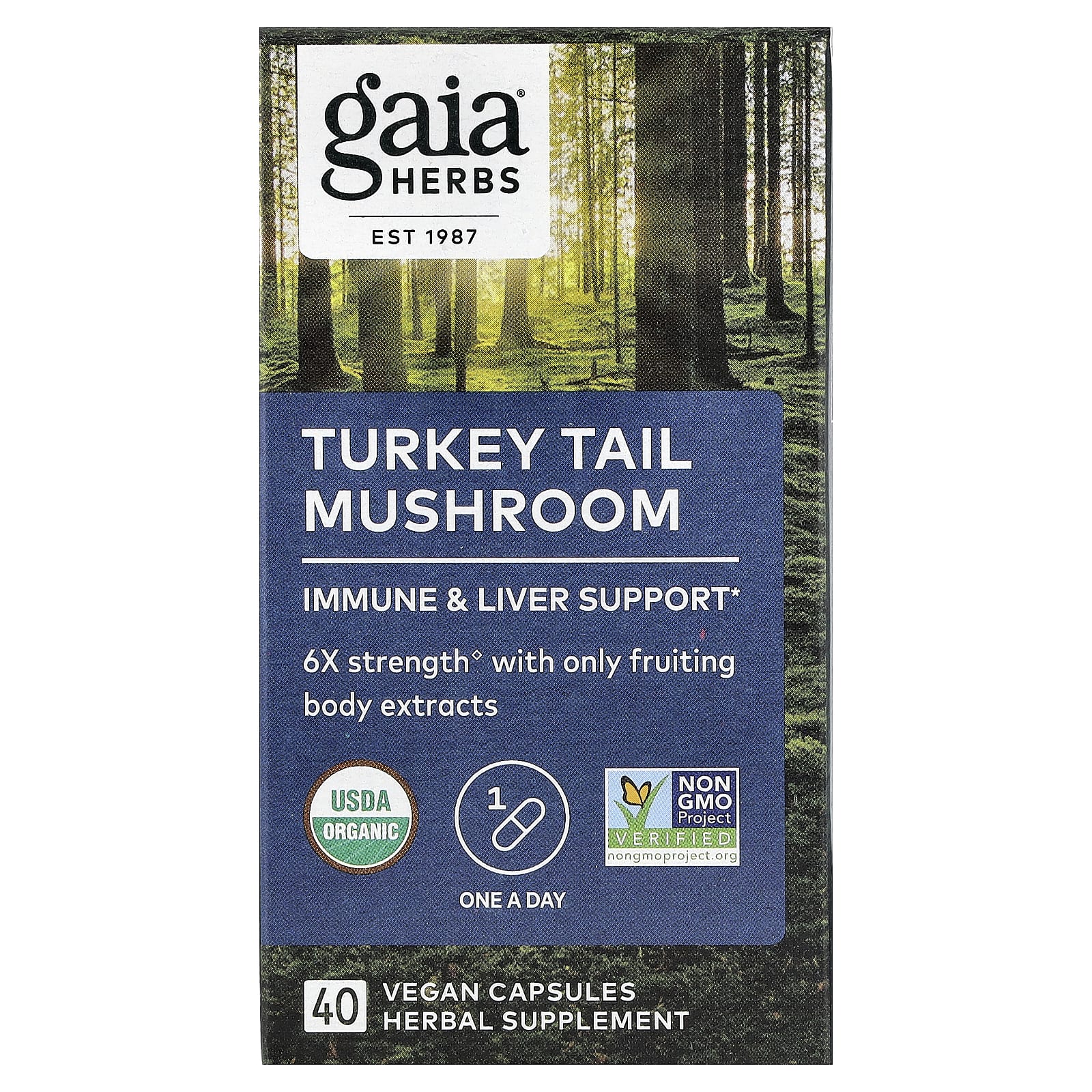 Трутовик разноцветный Gaia Herbs Mushroom, 400 мг, 40 растительных капсул — фото 2