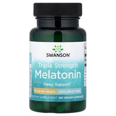 Мелатонин Swanson Triple Strength, 10 мг, 60 растительных капсул