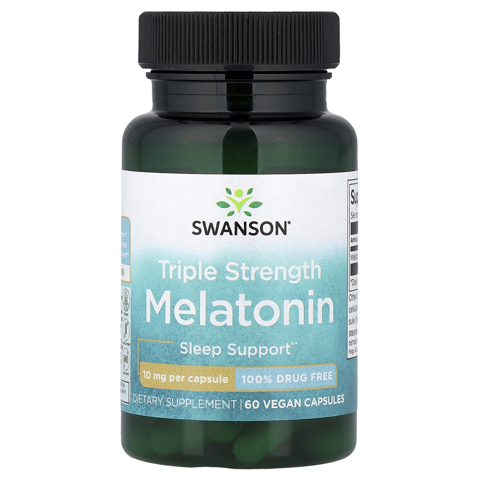 Мелатонин Swanson Triple Strength, 10 мг, 60 растительных капсул