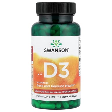 Витамин D3 Swanson Higher Potency, 50 мкг (2000 МЕ), 250 капсул