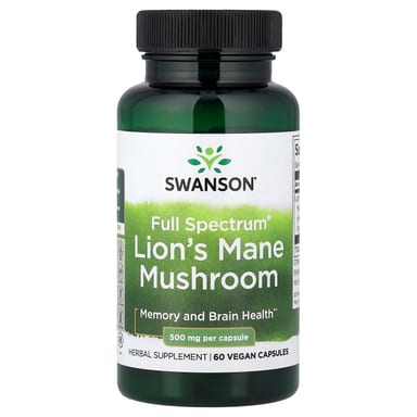 Ежовик гребенчатый Swanson Full Spectrum® Mushroom, 500 мг, 60 растительных капсул